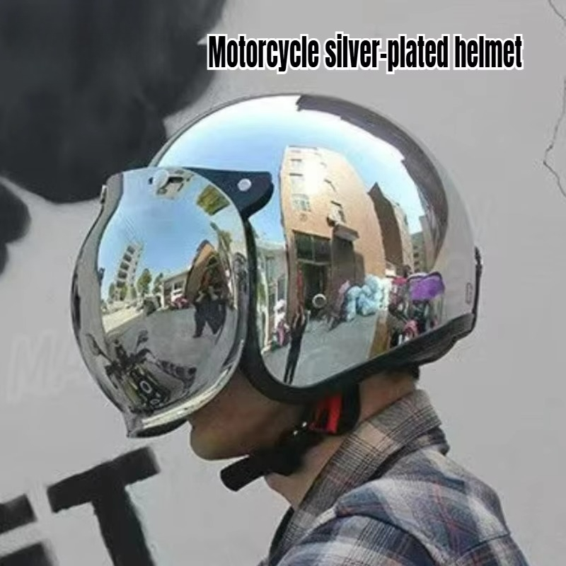 Vintage Open Face Retro Helmet - Hot Unique Silver Plating Open Face