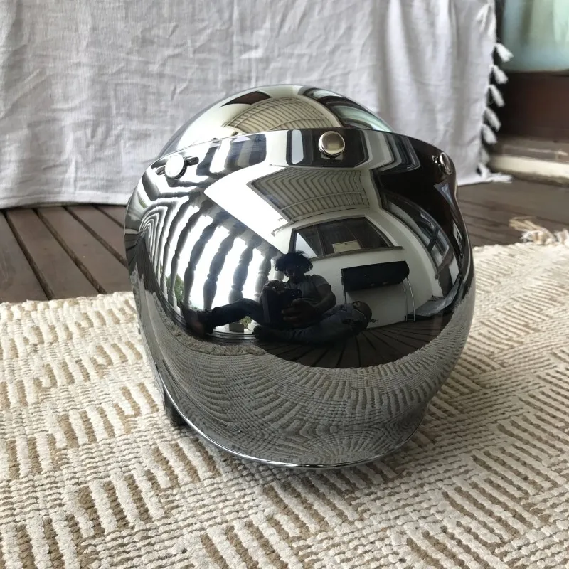 Mirror Silver Chrome Motorcycl - đánh giá và giá Vintage Open Face Retro Helmet